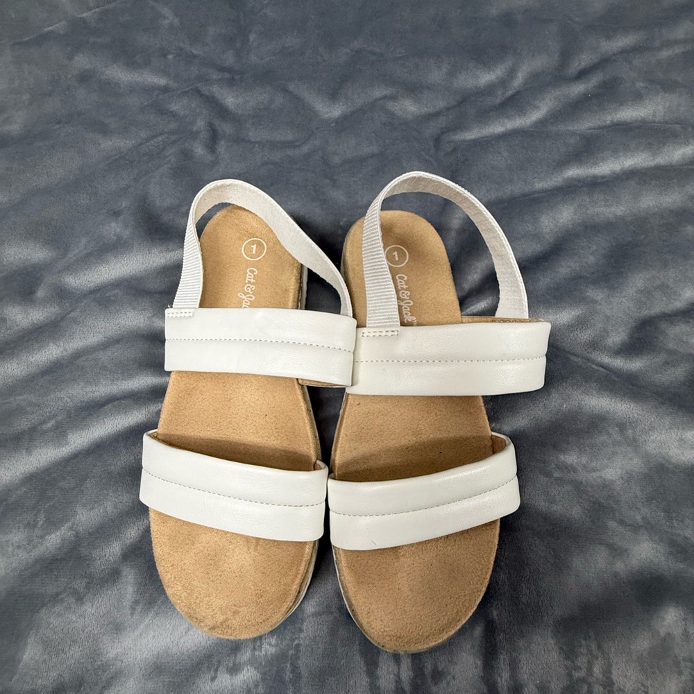 White Strappy Sandals - Neutral Casual Slide